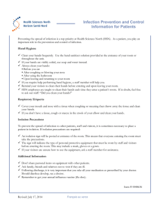 Infection Prevention and Control Information for Patients