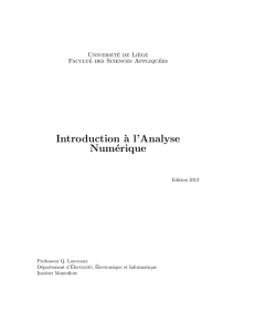 Introduction `a l`Analyse Numérique