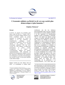 L`&eacute;conomie solidaire au Br&eacute;sil: la cl&eacute; vers une soci&eacute;t&eacute; - IEIM-UQAM