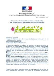 Discours de présentation de la loi relative à la biodiversité