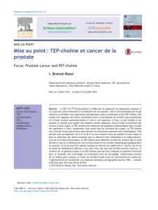 Mise au point : TEP-choline et cancer de la prostate