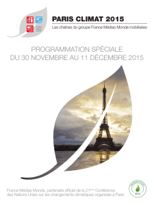 paris climat 2015 programmation spéciale du 30 novembre au 11