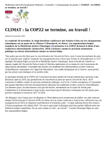 CLIMAT : la COP22 se termine, au travail !