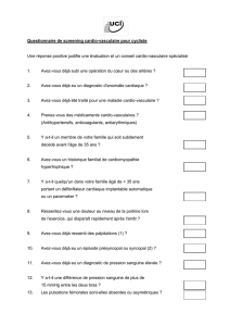 Questionnaire cardio-vasculaire