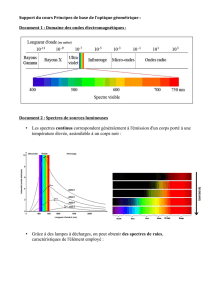 • Les spectres continus correspondent généralement à l`émission d