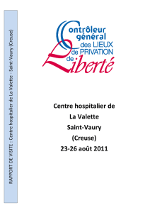 Rapport de visite du centre hospitalier de la Valette Saint