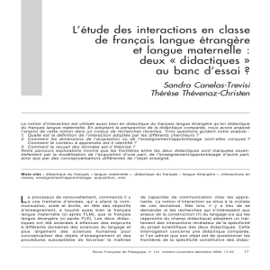 L`étude des interactions en classe de français langue étrangère et