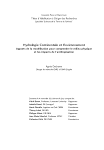 Hydrologie Continentale et Environnement - UMR Sisyphe
