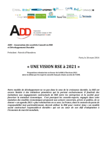 UNE VISION RSE à 2021