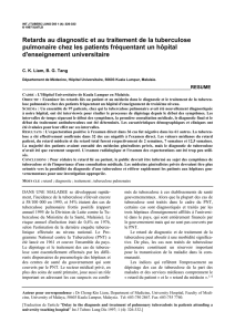Retards au diagnostic et au traitement de la tuberculose pulmonaire
