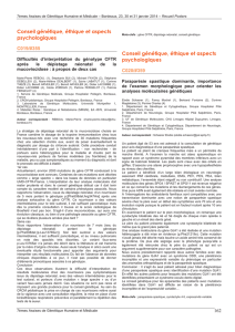 Conseil génétique, éthique et aspects psychologiques Conseil