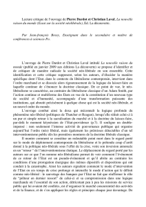 Lecture critique de l`ouvrage de Pierre Dardot et Christian Laval, La