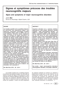 Signes et symptômes précoces des troubles neurocognitifs majeurs