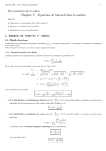 Chapitre V : Equations de Maxwell dans la matière