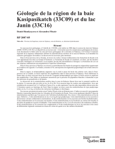 Géologie de la région de la baie Kasipasikatch (33C09) et