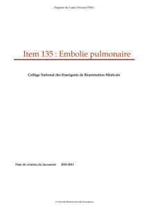 Item 135 : Embolie pulmonaire