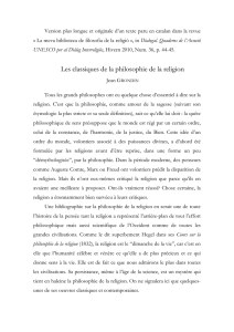 Les classiques de la philosophie de la religion