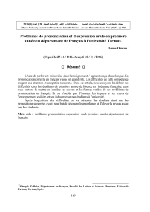 Problèmes de prononciation et d`expression orale en première