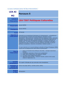 LEA AI M2 Parcours 5 l`intervention LEA T507 Politiques Culturelles
