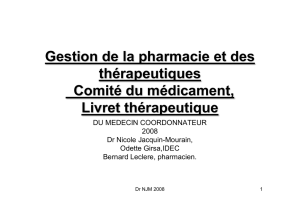 Gestion de la pharmacie, livret thérapeutique