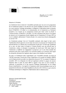 COMMISSION EUROPÉENNE Bruxelles, le 21.12.2015 Monsieur le