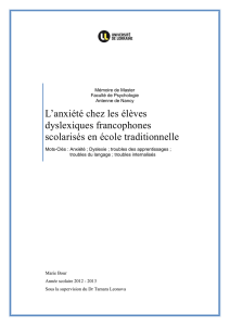 L`anxiété chez les élèves dyslexiques francophones