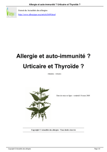 Allergie et auto-immunité ? Urticaire et Thyroïde