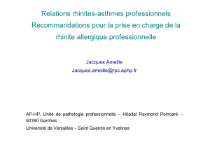 Relations rhinites-asthmes professionnels