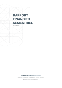 Rapport financier semestriel au 30 juin 2015
