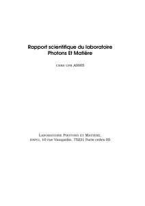 Rapport scientifique du laboratoire Photons Et Matière