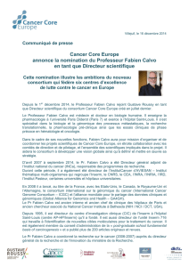 Cancer Core Europe annonce la nomination du Professeur Fabien