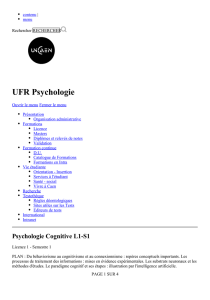 Psychologie Cognitive L1-S1 - UFR Psychologie