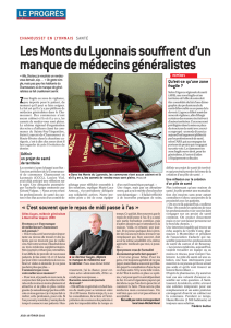 Les Monts du Lyonnais souffrent d`un manque de médecins