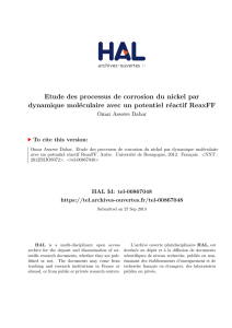 Etude des processus de corrosion du nickel par dynamique