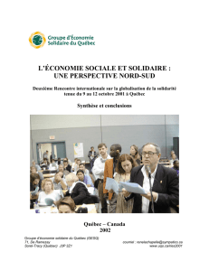 L`&Eacute;CONOMIE SOCIALE ET SOLIDAIRE : UNE PERSPECTIVE