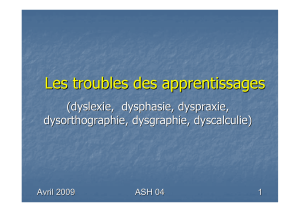 E. Les troubles des apprentissages