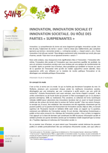 Innovation, innovation sociale et innovation sociétale. Du - Saw-B
