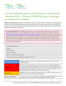 Liste de vérification pour la prévention et le contrôle des infections