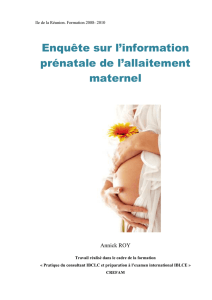 Enquête sur l`information prénatale de l`allaitement maternel
