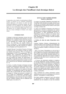Chapitre III La chirurgie chez l`insuffisant rénal chronique dialysé