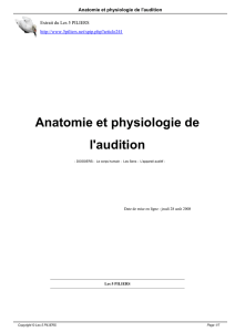 Anatomie et physiologie de l`audition