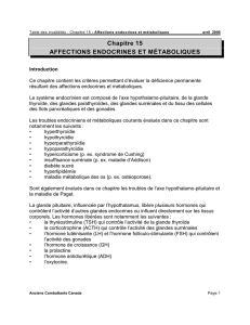 Chapitre 15 AFFECTIONS ENDOCRINES ET MÉTABOLIQUES