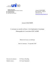 Anouck JOLICORPS L`assistance au suicide en Suisse