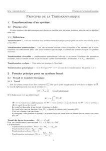 Principes de la Thermodynamique