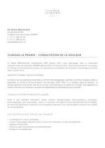 CLINIQUE LA PRAIRIE – CONSULTATION DE LA DOULEUR