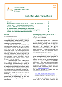 Bulletin d`information - Centre régional de pharmacovigilance de