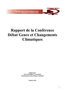 Rapport de la Conférence Débat Genre et Changements Climatiques