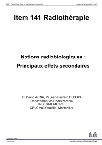 Item 141 Radiothérapie - Faculté de médecine