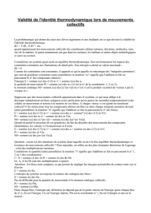 Validité de l`identité thermodynamique lors de mouvements collectifs