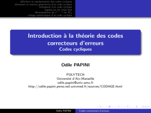 Introduction à la théorie des codes correcteurs d`erreurs Codes